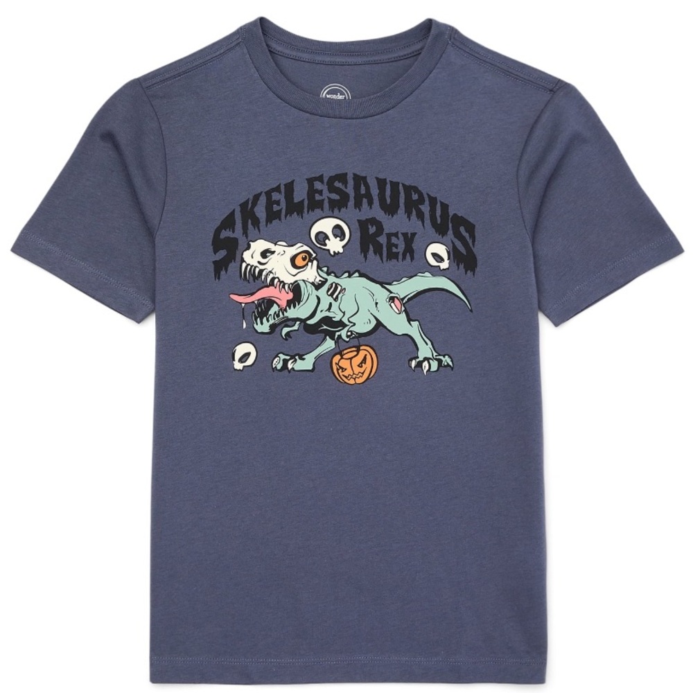 💕5/$15 Skeletosaurus Rex Kids T-Shirt - Blue